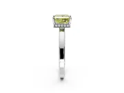 Hidden Halo Engagement Ring Setting for Fancy Yellow Princess Cut Center with Wide Flat Plain Band and Prong Head in Platinum