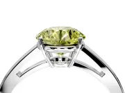 Solitaire Engagement Ring Setting for Fancy Yellow Round Cut Center with Open Cathedral Shoulders and Prong Head in Sterling Silver