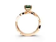 Solitaire Engagement Ring Setting for Fancy Green Emerald Cut Center with Pave and Plain Crossover Band and Prong Head in Rose Gold