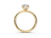 Low-Set Solitaire Engagement Ring Setting for Cushion Cut Center with Thin Plain Band and Prong Head in Yellow Gold
