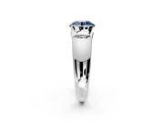 Tension Engagement Ring Setting for Fancy Blue Round Cut Center with Wide Flat Band and Tension Head in Platinum