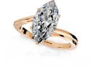 Solitaire Engagement Ring Setting for Marquise Center with Plain Bypass Twist Band and Prong Head in Rose Gold
