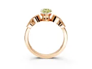 Leaf Engagement Ring Setting for Fancy Yellow Pear-Shaped Center with Milgrain Accent Band and Prong Head in Rose Gold