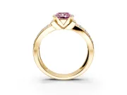 Bezel Engagement Ring Setting for Fancy Pink Radiant Cut Center with Wide Channel-Set Band and Bezel Head in Yellow Gold