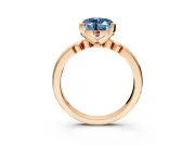 Solitaire Engagement Ring Setting for Fancy Blue Heart-Shaped Center with Beaded Shoulders and Prong Head in Rose Gold
