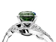 Solitaire Engagement Ring Setting for Fancy Green Radiant Cut Center with Pave Bypass Twist Band and Prong Head in White Gold