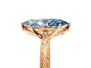 Solitaire Engagement Ring Setting for Fancy Blue Marquise Center with Engraved Milgrain Band and Prong Head in Rose Gold