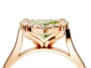 Single Halo Engagement Ring Setting for Fancy Yellow Heart-Shaped Center with Corner Claws, Plain Band and Prong Head in Rose Gold