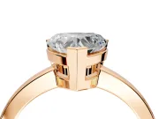 Solitaire Engagement Ring Setting for Heart-Shaped Center with Plain Band and Flat Tab Prong Head in Rose Gold