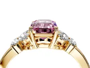 Solitaire Engagement Ring Setting for Fancy Pink Emerald Cut Center with Marquise Flower Shoulders and Prong Head in Yellow Gold