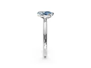 Low-Set Solitaire Engagement Ring Setting for Fancy Blue Pear-Shaped Center with Thin Plain Band and Prong Head in Sterling Silver