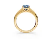 Solitaire Engagement Ring Setting for Fancy Blue Radiant Cut Center with Reverse Tapered Band and Prong Head in Yellow Gold