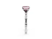 Solitaire Engagement Ring Setting for Fancy Pink Asscher Cut Center with Bamboo Band and Prong Head in White Gold