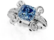 Solitaire Engagement Ring Setting for Fancy Blue Cushion Cut Center with Twisted Band and Scroll Prong Head in White Gold