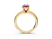 Solitaire Engagement Ring Setting for Fancy Pink Emerald Cut Center with Wire Band and Prong Head in Yellow Gold