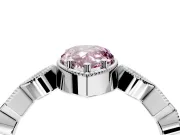 Milgrain Bezel Engagement Ring Setting for Fancy Pink Pear-Shaped Center with Marquise Stations and Bezel Head in Platinum