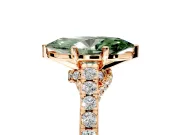 Solitaire Engagement Ring Setting for Fancy Green Marquise Center with Crossover Accents and Prong Head in Rose Gold