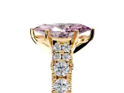 Solitaire Engagement Ring Setting for Fancy Pink Marquise Center with Pave Cathedral Shoulders and Prong Head in Yellow Gold