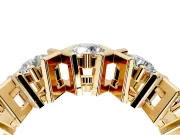 Round Cut Lab-Grown Diamond Channel-Set Wedding Band with X-Prong Detail in Yellow Gold