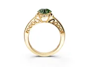 Floral Engagement Ring Setting for Fancy Green Round Cut Center with Four Accent Clusters and Prong Head in Yellow Gold