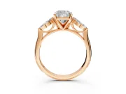 Floral Cluster Engagement Ring Setting for Cushion Cut Center with Marquise Accents and Prong Head in Rose Gold