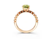 Solitaire Engagement Ring Setting for Fancy Yellow Radiant Cut Center with Bezel-Dot Beaded Band and Prong Head in Rose Gold