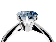 Solitaire Engagement Ring Setting for Fancy Blue Heart-Shaped Center with Knife Ridge Band and Claw Prong Head in Sterling Silver