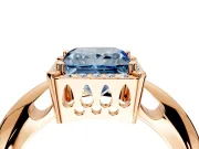 Halo Engagement Ring Setting for Fancy Blue Princess Cut Center with Tapered Plain Band and Prong Head in Rose Gold