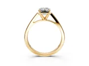 Solitaire Engagement Ring Setting for Emerald Cut Center with Tapered Split Shoulders and Prong Head in Yellow Gold