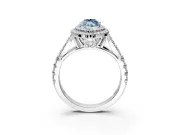 Double Halo Engagement Ring Setting for Fancy Blue Marquise Center with Narrow Pave Split Shank and Prong Head in Platinum
