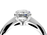 Solitaire Engagement Ring Setting for Radiant Cut Center with Reverse Tapered Band and Prong Head in Sterling Silver