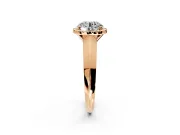 Halo Engagement Ring Setting for Round Cut Center with Knife Ridge Cathedral Band and Prong Head in Rose Gold