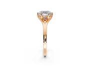 Solitaire Engagement Ring Setting for Cushion Cut Center with Plain Split Shank and Prong Head in Rose Gold