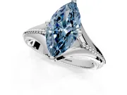 Solitaire Engagement Ring Setting for Fancy Blue Marquise Center with Milgrain Cathedral Band and Prong Head in Platinum