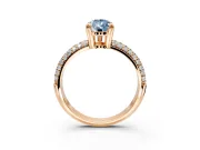 Solitaire Engagement Ring Setting for Fancy Blue Pear-Shaped Center with Multi-Row Pave Accents and Basket Head in Rose Gold