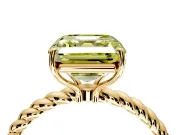 Solitaire Engagement Ring Setting for Fancy Yellow Asscher Cut Center with Plain Twisted Rope Band and Prong Head in Yellow Gold