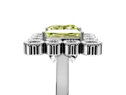 Cluster Halo Engagement Ring Setting for Fancy Yellow Princess Cut Center with Milgrain Bezel Accents and Prong Head in White Gold