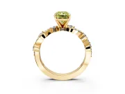 Solitaire Engagement Ring Setting for Fancy Yellow Radiant Cut Center with Bar-Station Pave Twist and Prong Head in Yellow Gold