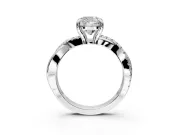 Solitaire Engagement Ring Setting for Cushion Cut Center with Half-Pave Crossover Band and Prong Head in Sterling Silver