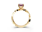 Solitaire Engagement Ring Setting for Fancy Pink Emerald Cut Center with Pave and Plain Crossover Band and Prong Head in Yellow Gold