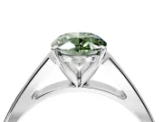 Solitaire Engagement Ring Setting for Fancy Green Oval Center with Tapered Split Shoulders and Prong Head in Sterling Silver