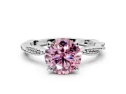 Solitaire Engagement Ring Setting for Fancy Pink Round Cut Center with Twist Band and Bead Prong Head in Sterling Silver