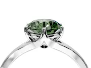 Solitaire Engagement Ring Setting for Fancy Green Round Cut Center with Plain Split Shank and Prong Head in Sterling Silver