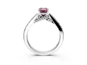 Solitaire Engagement Ring Setting for Fancy Pink Emerald Cut Center with Crossover Accents and Prong Head in Sterling Silver