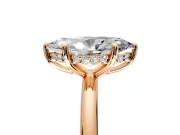 Hidden Halo Engagement Ring Setting for Marquise Center with Thin Rounded Band and Prong Head in Rose Gold