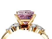 Solitaire Engagement Ring Setting for Fancy Pink Princess Cut Center with Marquise Accent Twist Band and Prong Head in Yellow Gold