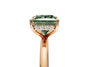 Hidden Halo Engagement Ring Setting for Fancy Green Princess Cut Center with Thin Rounded Band and Prong Head in Rose Gold