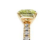 Solitaire Engagement Ring Setting for Fancy Yellow Radiant Cut Center with Large Accents and Prong Head in Yellow Gold