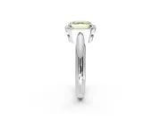 Halo Engagement Ring Setting for Fancy Yellow Asscher Cut Center with Tapered Plain Band and Prong Head in Platinum