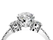 3 Stone Engagement Ring Setting for Marquise Center with Round Cut Side Accents and Prong Head in Platinum